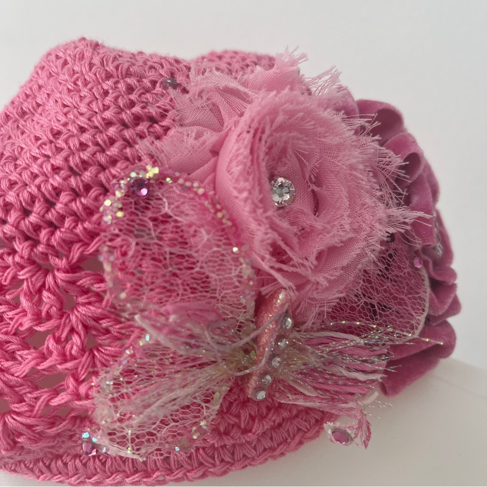 Baby’s in Bloom by Angelique Knit Pink Hat - Picture 6 of 6